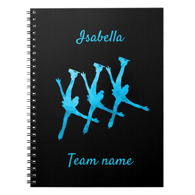 Synchronized skating notebook line turquoise blue (Front)