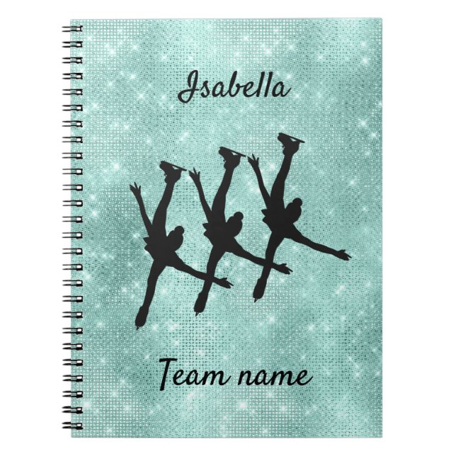 Synchronized skating notebook line turquoise spark (Front)