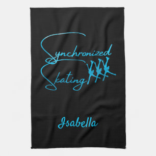 Synchronized skating towel calligraphy turquoise