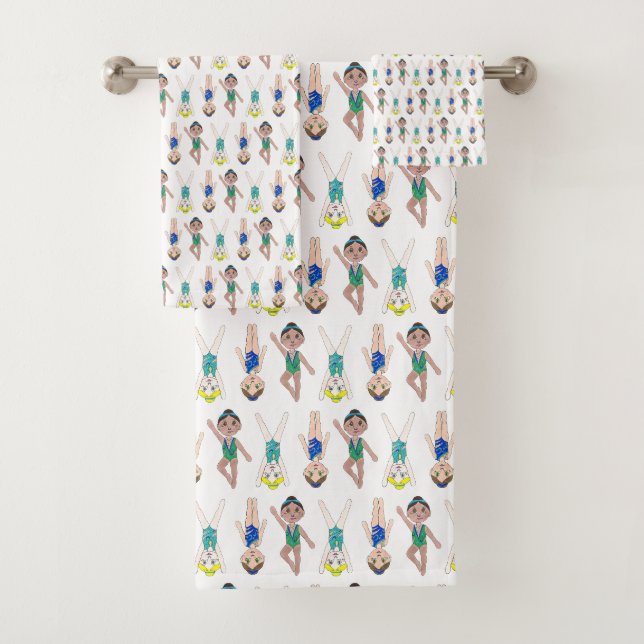 Synchronized Swimmer Girls Swim Team Synchro Bath Towel Set (Insitu)