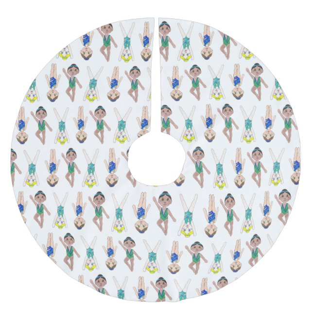 Synchronized Swimmer Girls Swim Team Synchro Brushed Polyester Tree Skirt (Front)