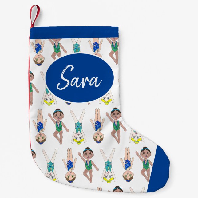 Synchronized Swimmer Girls Swim Team Synchro Small Christmas Stocking (Front)