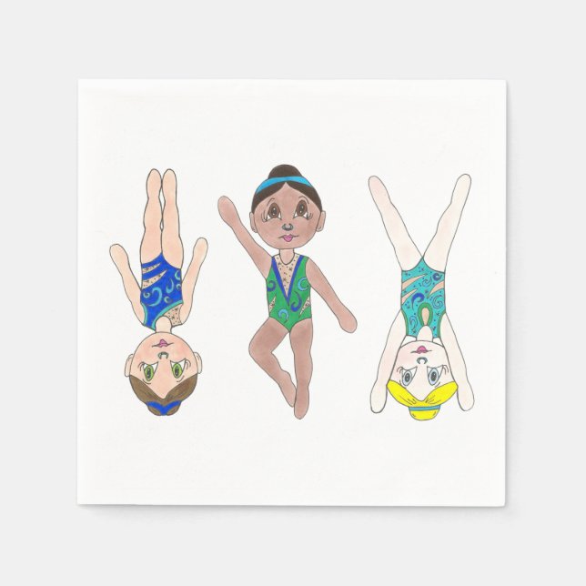 Synchronized Swimmer Girls Synchro Swimming Sports Napkin (Front)