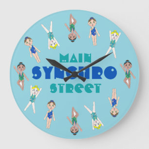 Synchronized Swimmer Pool Synchro Swimming Girls Large Clock
