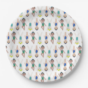 Synchronized Swimmer Pool Synchro Swimming Girls Paper Plate