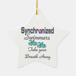 Synchronized swimmers ceramic ornament