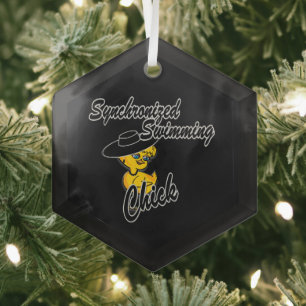 Synchronized Swimming Chick #4 Glass Ornament