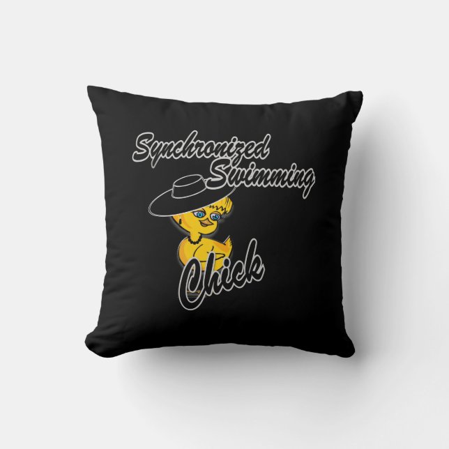 Synchronized Swimming Chick #4 Throw Pillow (Front)