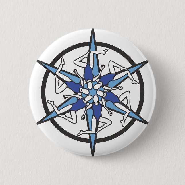 Synchronized Swimming Circle Logo in Blue 2 Inch Round Button (Front)