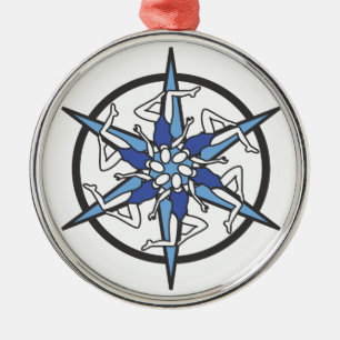 Synchronized Swimming Circle Logo in Blue Metal Ornament