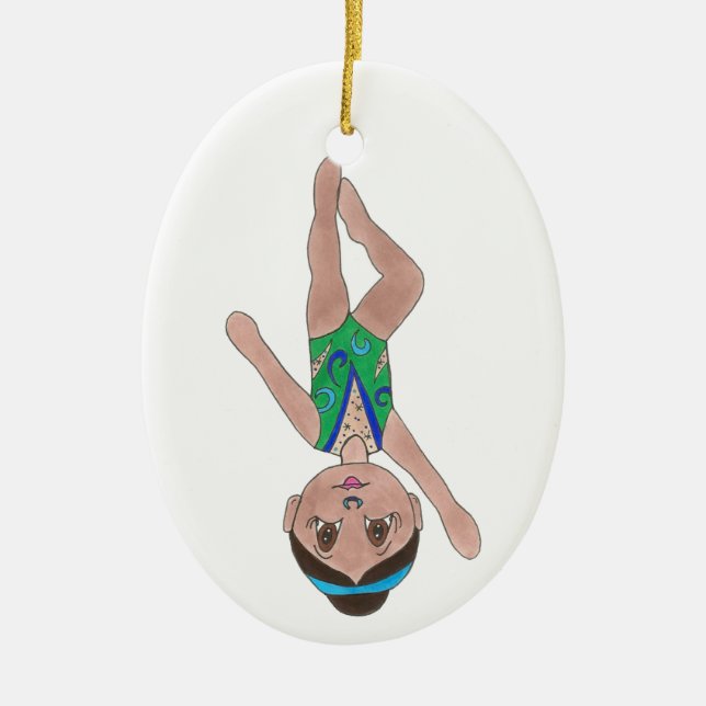 Synchronized Swimming Green Synchro Swimmer Girl Ceramic Ornament (Front)