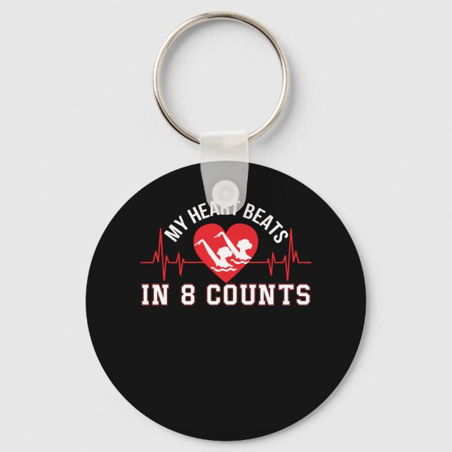 Synchronized Swimming Heart Beats 8 Counts Keychain (Front)
