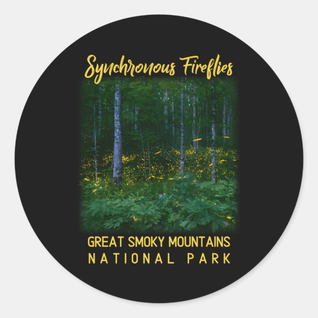 Synchronous Fireflies Great Smoky Mountains Nation Classic Round Sticker (Front)