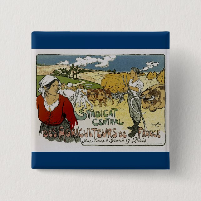 Syndicat Central Des Agricultures de France 2 Inch Square Button (Front)