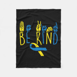 Syndrome Awareness Be Kind Asl Hand Sign Teacher W Fleece Blanket