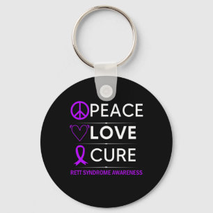 Syndrome Awareness Peace Love Cure Purple Ribbon  Keychain