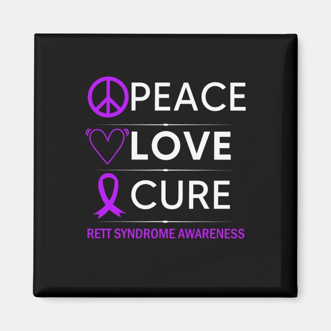 Syndrome Awareness Peace Love Cure Purple Ribbon  Magnet (Front)