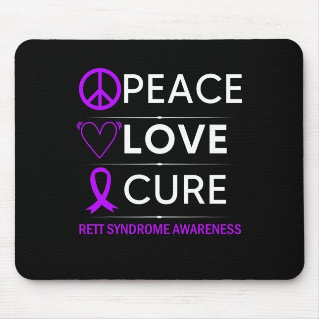 Syndrome Awareness Peace Love Cure Purple Ribbon  Mouse Pad (Front)