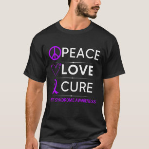 Syndrome Awareness Peace Love Cure Purple Ribbon  T-Shirt