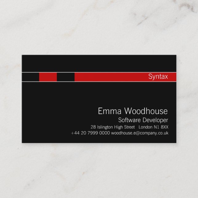 Syntax Black & Red Business Card (Front)