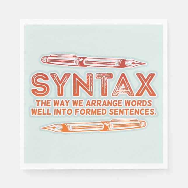 Syntax Funny Sentence structure Grammar Napkin (Front)