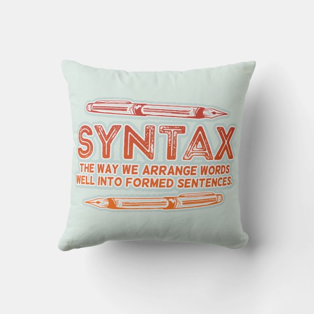 Syntax Funny Sentence structure Grammar Throw Pillow (Back)