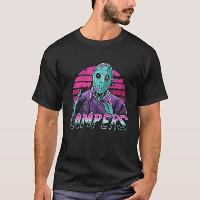 Synth Slasher Retro Horror Killer Halloween T-Shirt (Front)