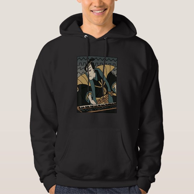 Synth Techno Music Funny Samurai Synthesizer Hoodie (Front)