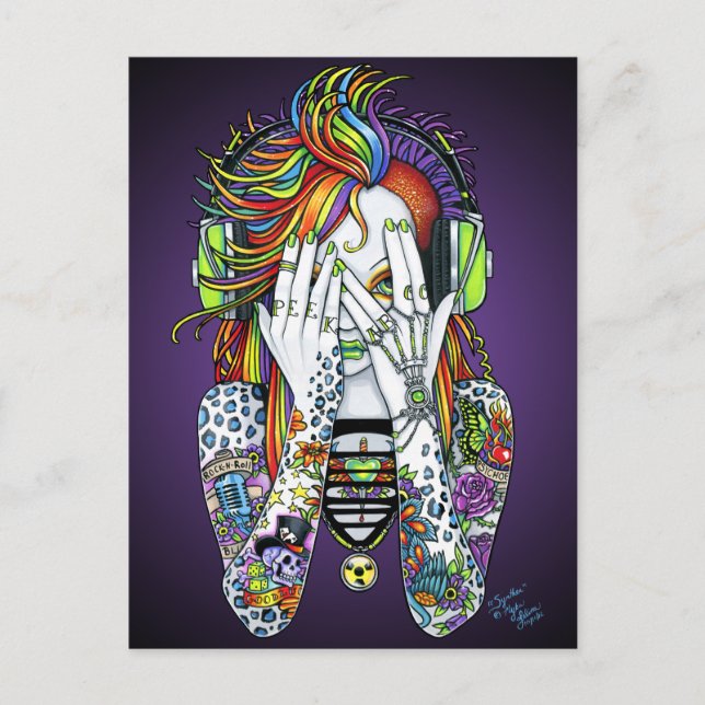 Synthea Psytrance Tattoo Disc Jockey Fae Postcard (Front)