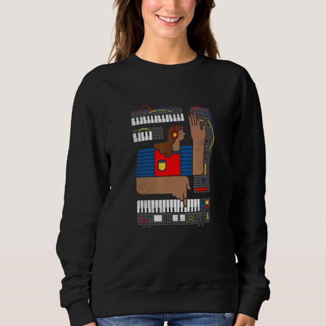 Synthesizer Analogue Modular Synth Studio Gear Vin Sweatshirt (Front)