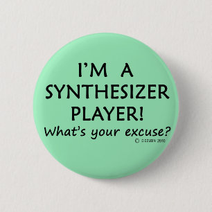 Synthesizer Player Excuse 2 Inch Round Button