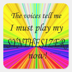 Synthesizer Voices Say Must Play Square Sticker