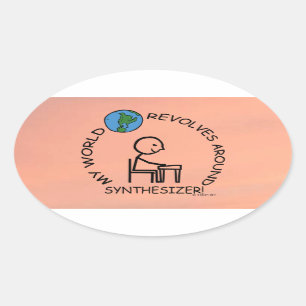 Synthesizer - World Revolves Around Oval Sticker