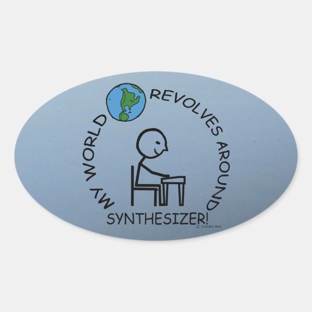 Synthesizer - World Revolves Around Oval Sticker (Front)