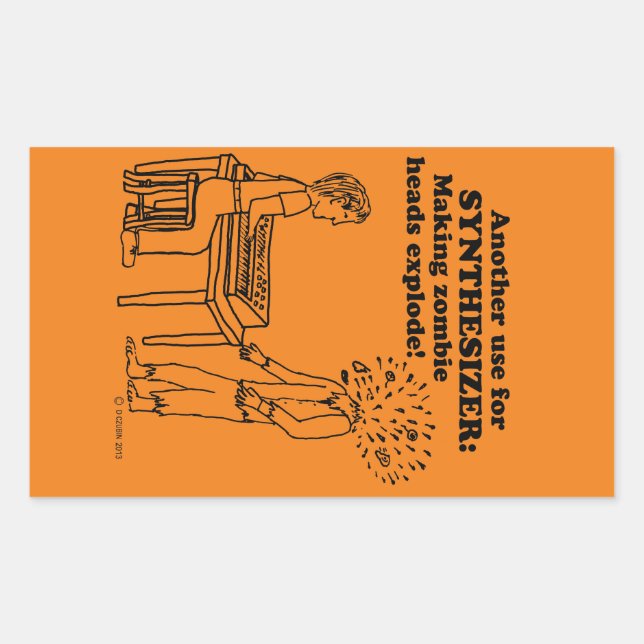Synthesizer Zombie Explode Rectangular Sticker (Front)