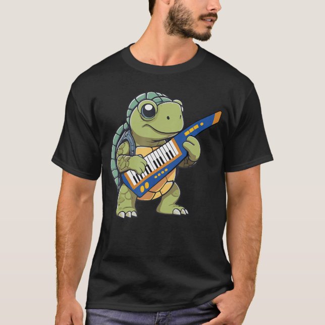Synthesizerurtle Keytar Rock Star retro T-Shirt (Front)