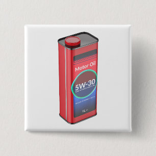 Synthetic car motor oil tin can 2 inch square button