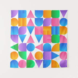 Synthwave Bauhaus Rainbow #2 (pink-blue-yellow) Tapestry