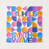 Synthwave Bauhaus Rainbow poster #1 (pink-blue-yel