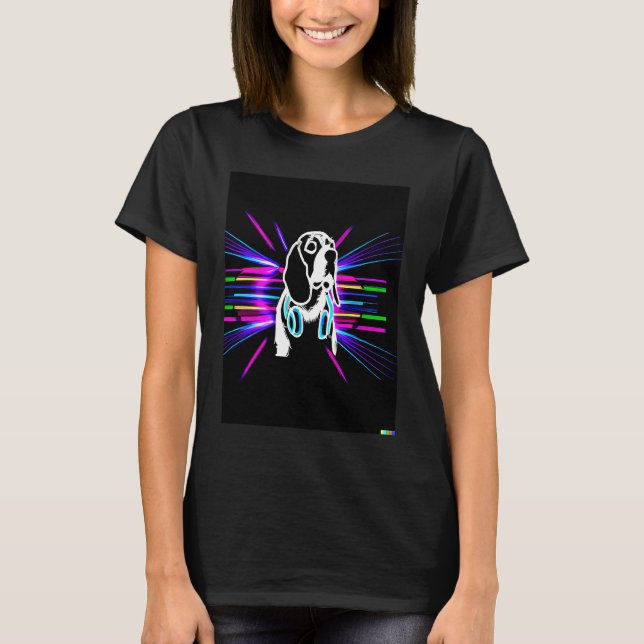 Synthwave Beagle with headphones T-Shirt (Front)