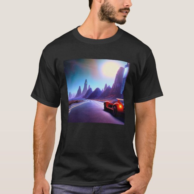 Synthwave car outrun retrowave futuresynth sci fi  T-Shirt (Front)