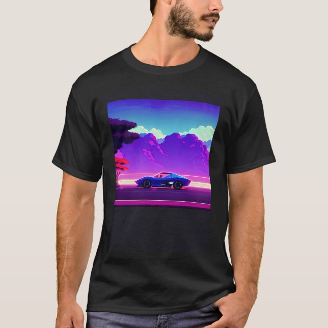 Synthwave car outrun retrowave futuresynth sci fi  T-Shirt (Front)