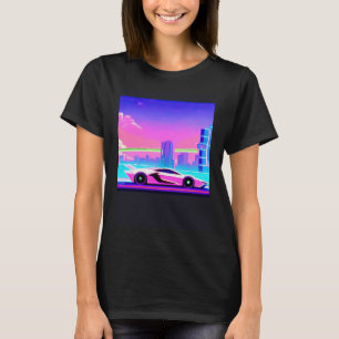 Synthwave car outrun retrowave futuresynth sci fi  T-Shirt