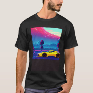 Synthwave car outrun retrowave futuresynth sci fi  T-Shirt