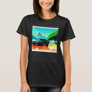 Synthwave car outrun retrowave futuresynth sci fi T-Shirt