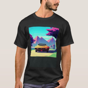 Synthwave car outrun retrowave futuresynth sci fi  T-Shirt