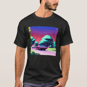 Synthwave car outrun retrowave futuresynth sci fi  T-Shirt