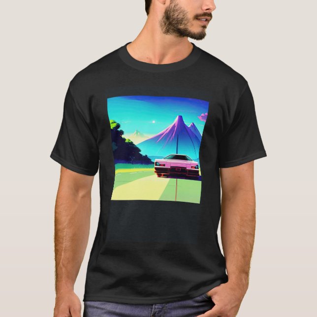 Synthwave car outrun retrowave futuresynth sci fi  T-Shirt (Front)