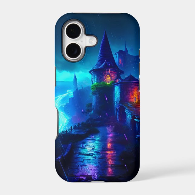 Synthwave Cyberpunk Castle Neon Fantasy Landscape (Back)