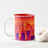 Synthwave/Cyberpunk City at Sunset